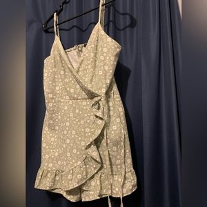 GREEN FLOWERPRINT SPRING DRESS